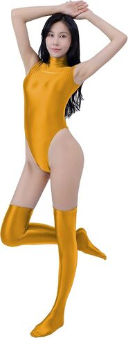 Shiny high Neck Sleeveless Back Zipper Tight Tail Wave Surfing Sexy Swimsuit in Saudi Arabia
