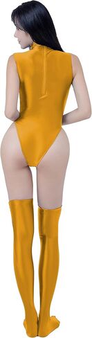 Shiny high Neck Sleeveless Back Zipper Tight Tail Wave Surfing Sexy Swimsuit in Saudi Arabia