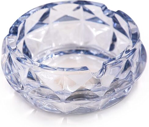 TOSSOW Glass Ashtray, Grey Round Glass Diamond Ashtray for Cigarette, Outside Inside Home Elegant Crystal Ashtray Decoration(4.7 inch*1.8 inch） in Saudi Arabia