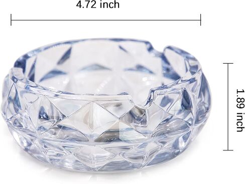 TOSSOW Glass Ashtray, Grey Round Glass Diamond Ashtray for Cigarette, Outside Inside Home Elegant Crystal Ashtray Decoration(4.7 inch*1.8 inch） in Saudi Arabia