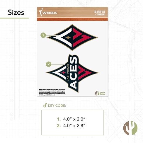 Desert Cactus Las Vegas Aces Sticker WNBA Women's National Basketball Association Officially Licensed Vinyl Decal Laptop Water Bottle Car Scrapbook (4 Inch) in Saudi Arabia