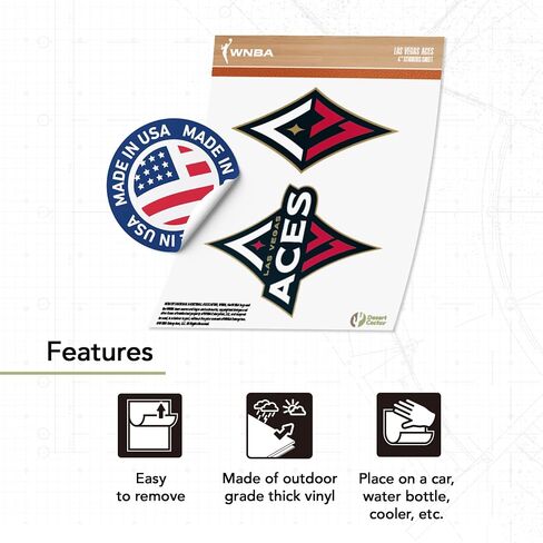 Desert Cactus Las Vegas Aces Sticker WNBA Women's National Basketball Association Officially Licensed Vinyl Decal Laptop Water Bottle Car Scrapbook (4 Inch) in Saudi Arabia