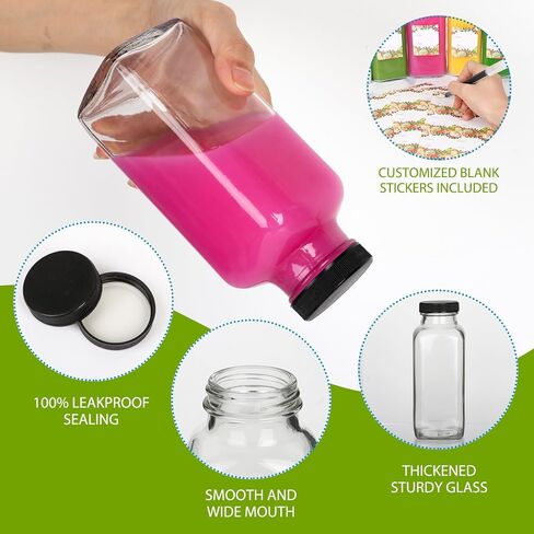12 oz Glass Bottles with Lids 12Pack, 360ml Glass Bottles for Juicing, Water, Kombucha - Portable Glass Juice Bottles with Lids 12 oz (12fl.oz, Set of 12) in Saudi Arabia
