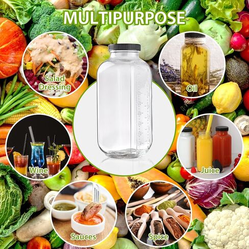 زجاجات زجاجية سعة 12 أونصة مع أغطية 12 عبوة، زجاجات زجاجية سعة 360 مل للعصير والماء والكومبوتشا - زجاجات عصير زجاجية محمولة بأغطية سعة 12 أونصة (12 أونصة سائلة، مجموعة من 12) in Kuwait