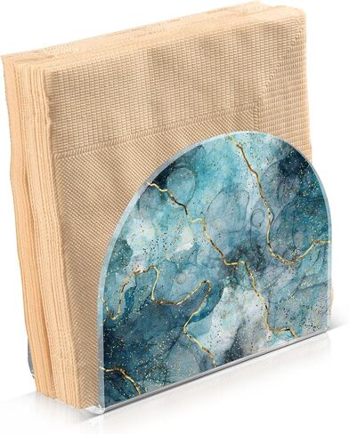 Napkin Holder Acrylic Napkin Holder for Table Kitchen Party Restaurant U Shaped Upright Napkin Dispenser Organizer Marble Blue in Saudi Arabia