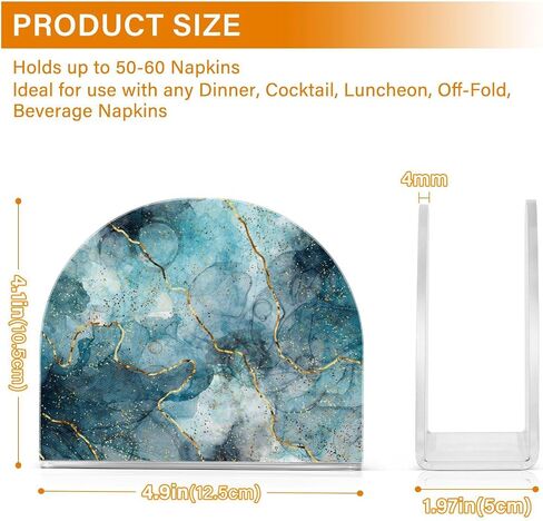 Napkin Holder Acrylic Napkin Holder for Table Kitchen Party Restaurant U Shaped Upright Napkin Dispenser Organizer Marble Blue in Saudi Arabia