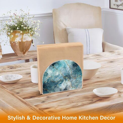 Napkin Holder Acrylic Napkin Holder for Table Kitchen Party Restaurant U Shaped Upright Napkin Dispenser Organizer Marble Blue in Saudi Arabia