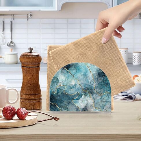 Napkin Holder Acrylic Napkin Holder for Table Kitchen Party Restaurant U Shaped Upright Napkin Dispenser Organizer Marble Blue in Saudi Arabia