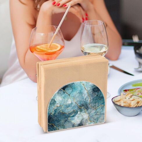 Napkin Holder Acrylic Napkin Holder for Table Kitchen Party Restaurant U Shaped Upright Napkin Dispenser Organizer Marble Blue in Saudi Arabia