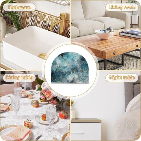 Napkin Holder Acrylic Napkin Holder for Table Kitchen Party Restaurant U Shaped Upright Napkin Dispenser Organizer Marble Blue in Saudi Arabia