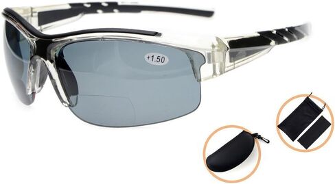 Eyekepper TR90 Polarized Bifocal Half Rimless Sunglasses Transparent Frame +3.0 in Saudi Arabia