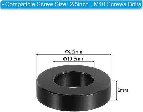 PATIKIL M10 Aluminum Spacer, 4 Pcs Metal Spacers Aluminum 10.5mm ID x 20mm OD x 2mm L Aluminum Spacer Screw Standoff Round for 2/5in or M10 Screw Bolt,Black in Saudi Arabia