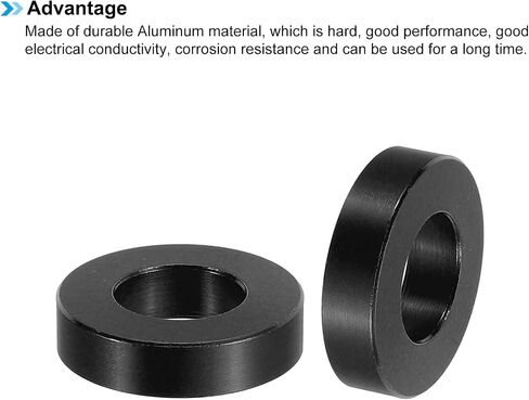 PATIKIL M10 Aluminum Spacer, 4 Pcs Metal Spacers Aluminum 10.5mm ID x 20mm OD x 2mm L Aluminum Spacer Screw Standoff Round for 2/5in or M10 Screw Bolt,Black in Saudi Arabia