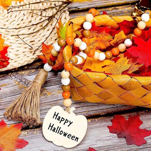 قطعتان من زخارف إكليل الخرز الخشبي الخريفي مع شرابات، وديكور عيد الشكر مع قرع أوراق القيقب، وديكور صينية متدرجة الخريف، وزخارف معلقة على الحائط، وزينة عيد الشكر للهالوين 42.6 بوصة in Kuwait