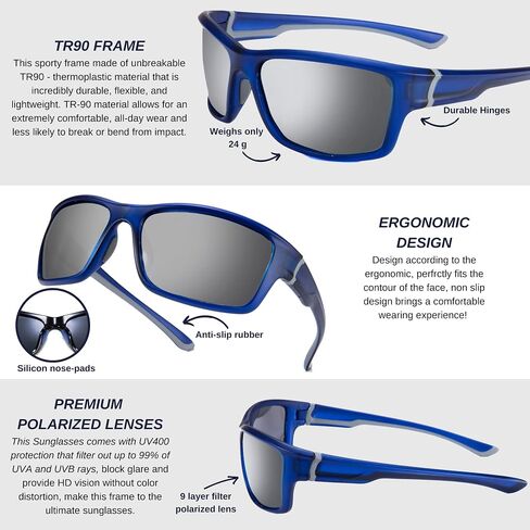 BLUE CUT - Polarized Sunglasses for Men & Women UV Protection, for Fishing, Sports, & Driving in Saudi Arabia