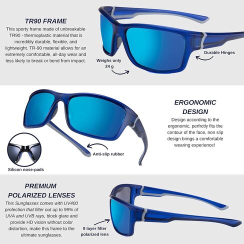 BLUE CUT - Polarized Sunglasses for Men & Women UV Protection, for Fishing, Sports, & Driving in Saudi Arabia