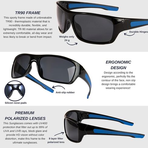 BLUE CUT - Polarized Sunglasses for Men & Women UV Protection, for Fishing, Sports, & Driving in Saudi Arabia