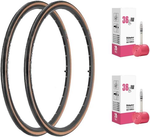 إطار دراجة الطريق JILUER ومجموعة أنابيب RIDENOW من مادة TPU، قابلة للطي، 700C X 25C/28C، جدار أسمر، عبوتان in Kuwait