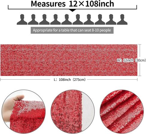 YUHX 12" x 72" Pink Sequin Table Runner, Glitter Sparkle Pink Table Runner Rectangle for Birthday Wedding, Bridal & Baby Shower Party Supplies Decorations (Pink, 1 Pack) in Saudi Arabia