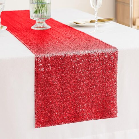 YUHX 12" x 72" Pink Sequin Table Runner, Glitter Sparkle Pink Table Runner Rectangle for Birthday Wedding, Bridal & Baby Shower Party Supplies Decorations (Pink, 1 Pack) in Saudi Arabia