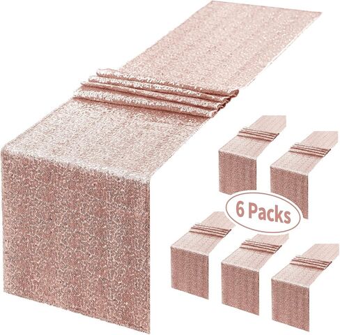 YUHX 12" x 72" Pink Sequin Table Runner, Glitter Sparkle Pink Table Runner Rectangle for Birthday Wedding, Bridal & Baby Shower Party Supplies Decorations (Pink, 1 Pack) in Saudi Arabia