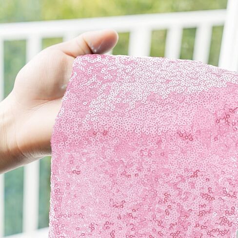 YUHX 12" x 72" Pink Sequin Table Runner, Glitter Sparkle Pink Table Runner Rectangle for Birthday Wedding, Bridal & Baby Shower Party Supplies Decorations (Pink, 1 Pack) in Saudi Arabia