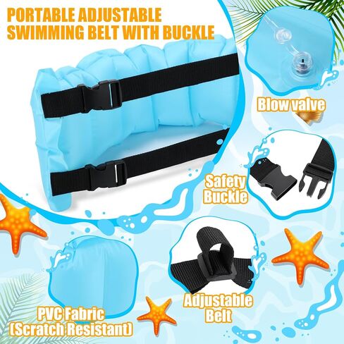 Lewtemi 2 Pcs Inflatable Swim Belt Pool Flotation Belt Portable Waist Flotation Belt for Adults Adjustable Floating Belt Swimming Training Aid Waist Belt with Buckle and Rope for Swimming in Saudi Arabia
