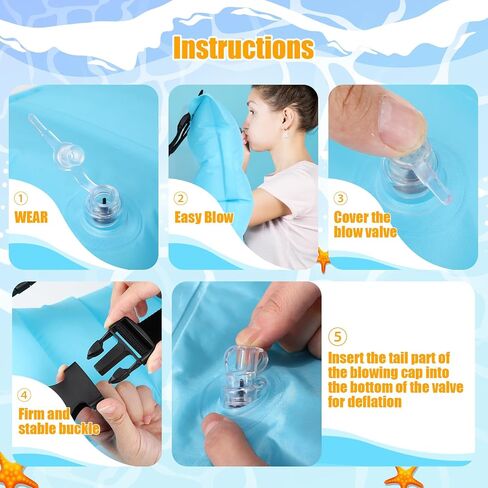 Lewtemi 2 Pcs Inflatable Swim Belt Pool Flotation Belt Portable Waist Flotation Belt for Adults Adjustable Floating Belt Swimming Training Aid Waist Belt with Buckle and Rope for Swimming in Saudi Arabia