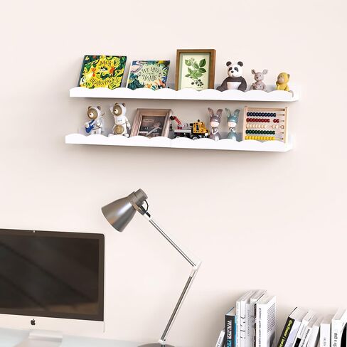 NiHome Wood Nursery Book Shelves 4PCS, Floating Shelves for Wall, Cloud Shape Wall Shelves, Kids Bookshelf, Book Shelf Kids Bedroom, Perfect for Books, Toys, Photo Frames, Etc in Saudi Arabia