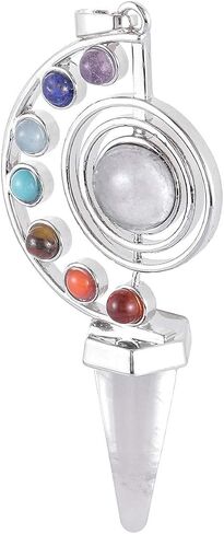 Nupuyai 7 Chakra Stone Beads Pendant Necklace for Women Men, Unique Hexagonal Point Healing Crystal Pendulum for Reiki Divination in Saudi Arabia