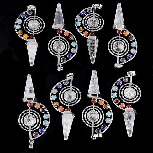 Nupuyai 7 Chakra Stone Beads Pendant Necklace for Women Men, Unique Hexagonal Point Healing Crystal Pendulum for Reiki Divination in Saudi Arabia