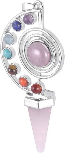 Nupuyai 7 Chakra Stone Beads Pendant Necklace for Women Men, Unique Hexagonal Point Healing Crystal Pendulum for Reiki Divination in Saudi Arabia