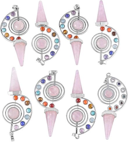 Nupuyai 7 Chakra Stone Beads Pendant Necklace for Women Men, Unique Hexagonal Point Healing Crystal Pendulum for Reiki Divination in Saudi Arabia