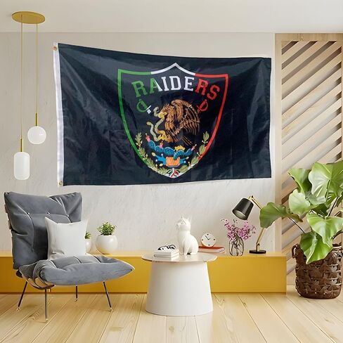 Flag Raiders Mexico Soccer Fan Flags Large Raiders Flag Mexico Raiders Las Vegas Bright Decoration for indoor and outdoor Decor Banner For Man Garage Stadium 3x5ft in Saudi Arabia