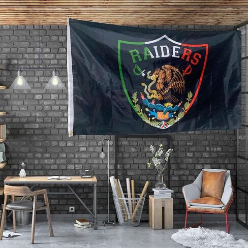 Flag Raiders Mexico Soccer Fan Flags Large Raiders Flag Mexico Raiders Las Vegas Bright Decoration for indoor and outdoor Decor Banner For Man Garage Stadium 3x5ft in Saudi Arabia