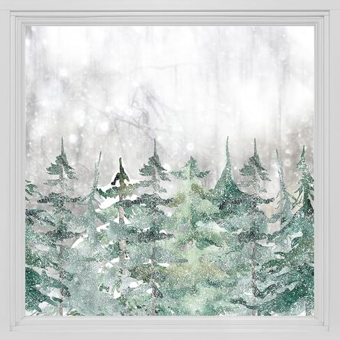 Static Window Film Privacy, Double Sided Window Cling Sticker, Anti UV Glass Film for Christmas Decoration, Winter Snowy Forest Border T061 in Saudi Arabia