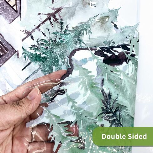 Static Window Film Privacy, Double Sided Window Cling Sticker, Anti UV Glass Film for Christmas Decoration, Winter Snowy Forest Border T061 in Saudi Arabia