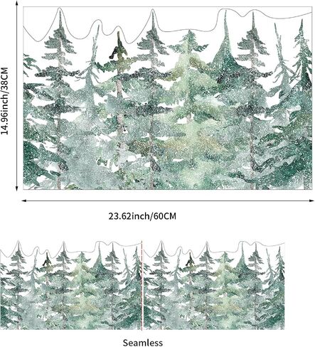 Static Window Film Privacy, Double Sided Window Cling Sticker, Anti UV Glass Film for Christmas Decoration, Winter Snowy Forest Border T061 in Saudi Arabia