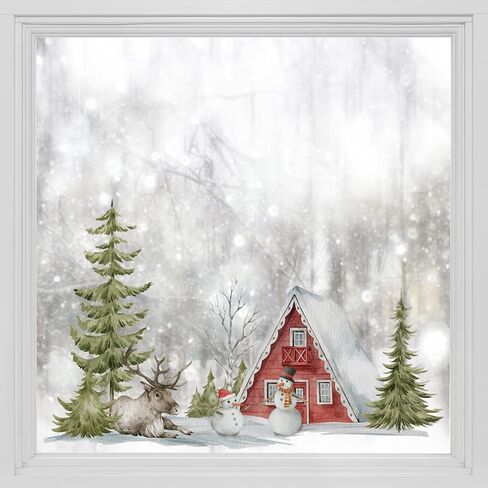Static Window Film Privacy, Double Sided Window Cling Sticker, Anti UV Glass Film for Christmas Decoration, Winter Snowy Forest Border T061 in Saudi Arabia