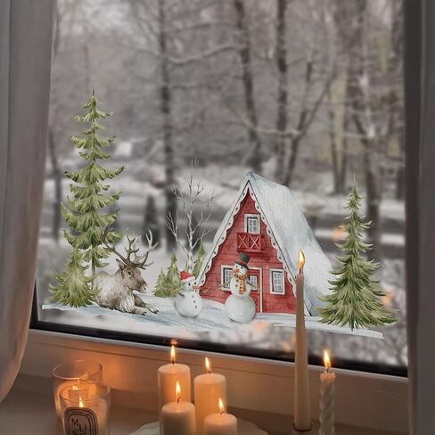 Static Window Film Privacy, Double Sided Window Cling Sticker, Anti UV Glass Film for Christmas Decoration, Winter Snowy Forest Border T061 in Saudi Arabia