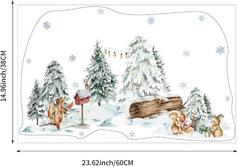 Static Window Film Privacy, Double Sided Window Cling Sticker, Anti UV Glass Film for Christmas Decoration, Winter Snowy Forest Border T061 in Saudi Arabia
