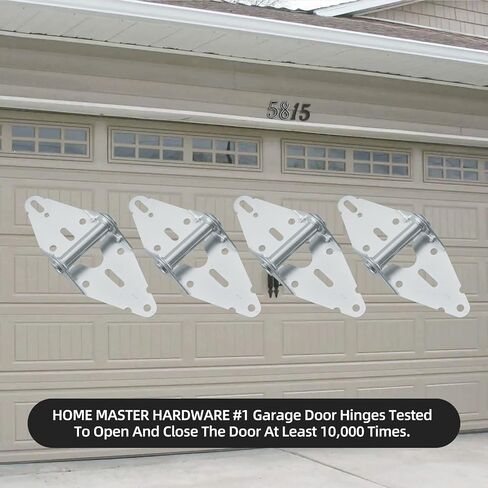 HOME MASTER HARDWARE 4 قطع من مفصلات أبواب المرآب شديدة التحمل مقاس 14 من الفولاذ رقم 1 مع لمسة نهائية مجلفنة - استبدال باب المرآب السكني/الخفيف in Saudi Arabia