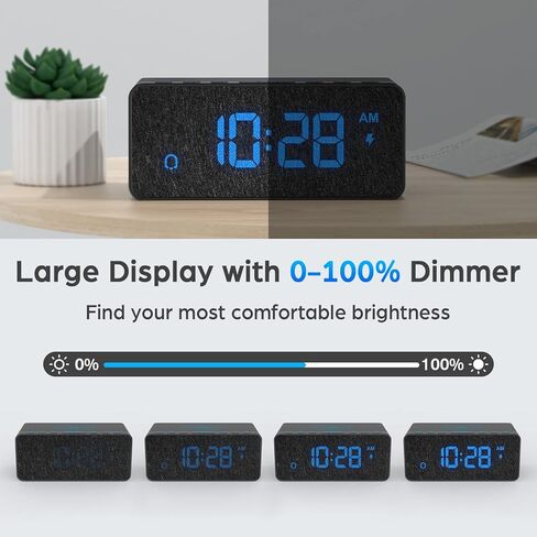 BUFFBEE Digital Alarm Clock FM Radio - 10W Fast Wireless Charger Station & USB Port - 5 Wake Up Sounds, Volume Control, Full Brightness Dimmer for Bedroom in Kuwait