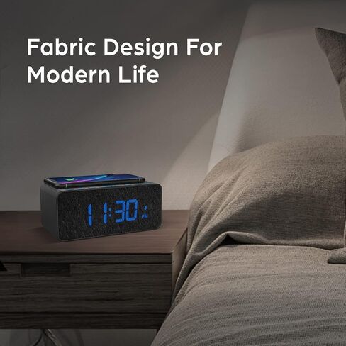 BUFFBEE Digital Alarm Clock FM Radio - 10W Fast Wireless Charger Station & USB Port - 5 Wake Up Sounds, Volume Control, Full Brightness Dimmer for Bedroom in Kuwait