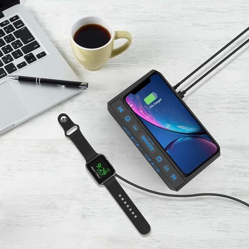 BUFFBEE Digital Alarm Clock FM Radio - 10W Fast Wireless Charger Station & USB Port - 5 Wake Up Sounds, Volume Control, Full Brightness Dimmer for Bedroom in Kuwait