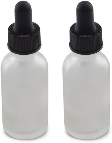 The Bottle Depot - 2 Pack - 1 oz Glass Bottle with Dropper - Clear Frosted - 20-400 Neck Finish - Boston Round Bottles - Leakproof Essential Oils Bottles in Saudi Arabia