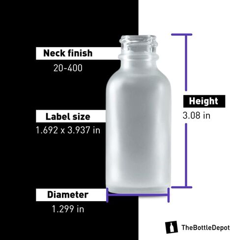 The Bottle Depot - 2 Pack - 1 oz Glass Bottle with Dropper - Clear Frosted - 20-400 Neck Finish - Boston Round Bottles - Leakproof Essential Oils Bottles in Saudi Arabia