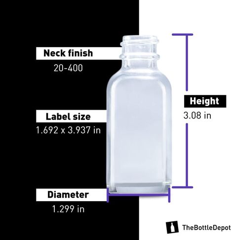 The Bottle Depot - 2 Pack - 1 oz Glass Bottle with Dropper - Clear Frosted - 20-400 Neck Finish - Boston Round Bottles - Leakproof Essential Oils Bottles in Saudi Arabia
