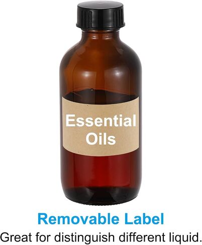 PATIKIL 8oz(240ml) Glass Sample Bottles, 12Pcs Round Bottle Dispensing Bottles with Black Poly Cone Cap, 24Pcs Labels for Reagent Liquids, Essential Oils, Perfume, Amber in Saudi Arabia