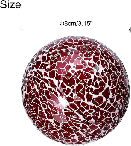 uxcell 3Pcs Decorative Glass Balls 3.15 Inch Orbs Centerpiece Balls Mosaic Glass Ball Sphere for Decor Bowls Vases Dining Table Party, Red in Saudi Arabia